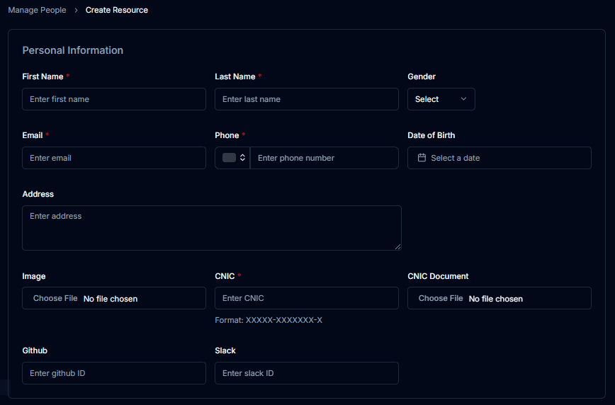 Personal Info Screenshot